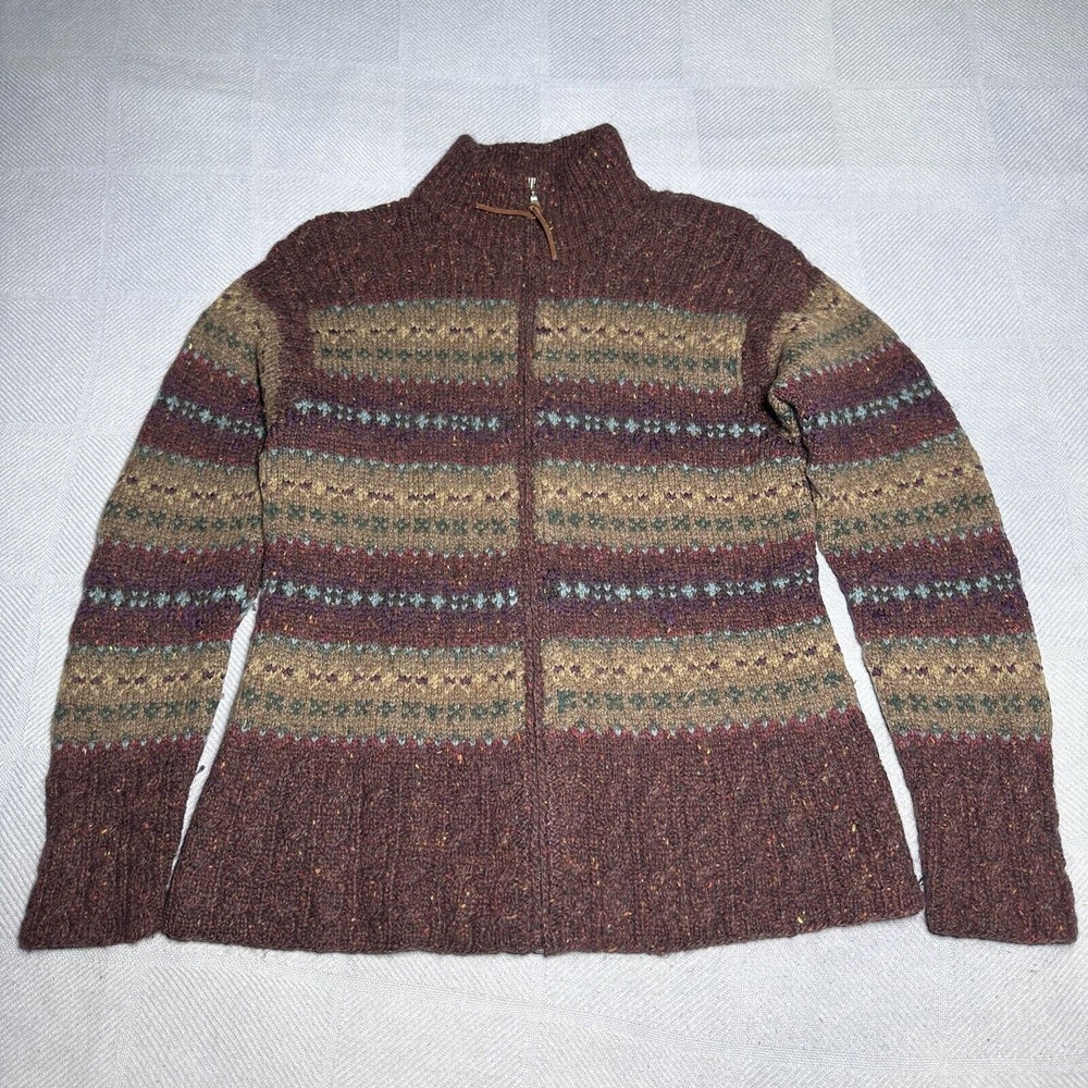 Lauren Ralph Lauren Wool Mohair Blend Hand Knit Full Zip Sweater Women's Small